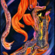 Sirena : Œuvre unique de Nadodo en peinture acrylique.. Dimensions : L. 60 x H. 80 x P. 5 cm